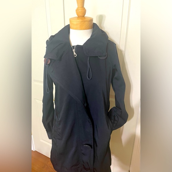 L.A.M.B. By Gwen Stefani Navy Nylon Twill Hooded Pea Trench Coat Long Jacket - Picture 4 of 13
